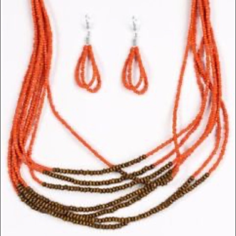 Vintage Seed Bead Necklace With Bracelet